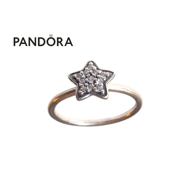Pandora Sterling Silver Sparkling Wishbone Ring – Size 54 – NWOT - Picture 1 of 3